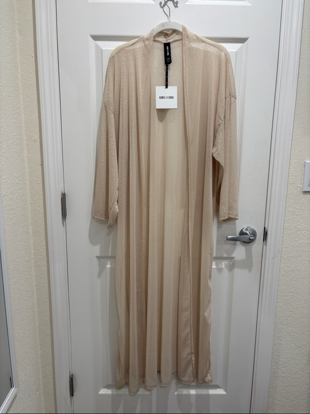 Agnes & Dora Sheer Open Front Cream Duster NWT XXL